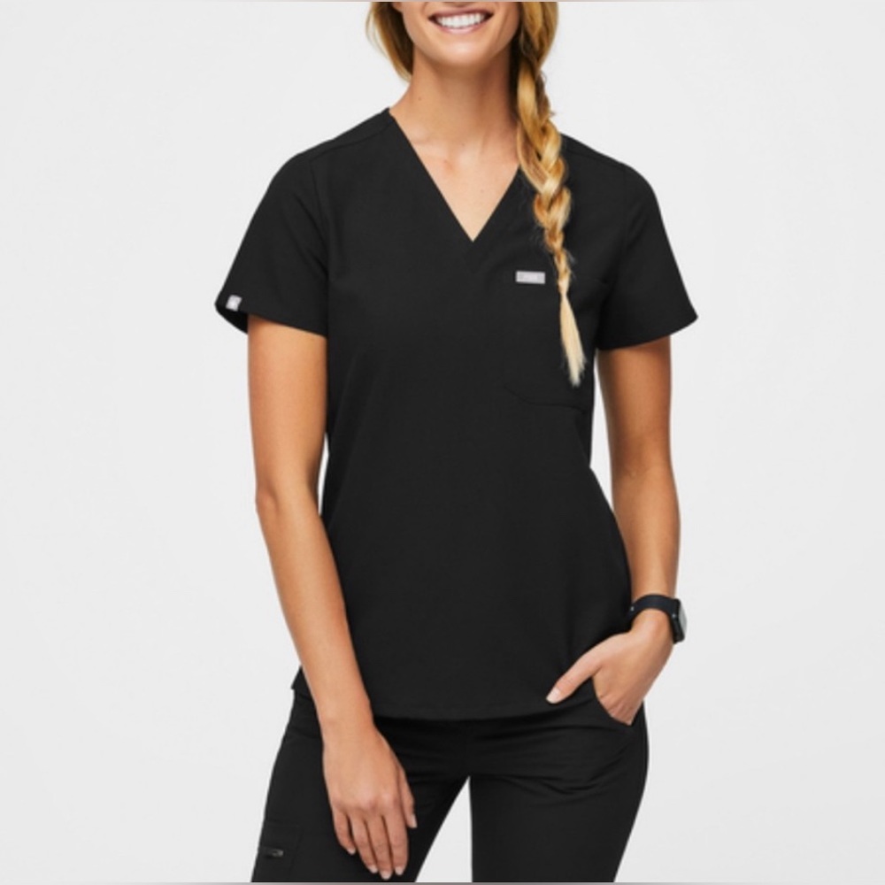 EUC Figs Catarina Scrub Top, black, Womens Large